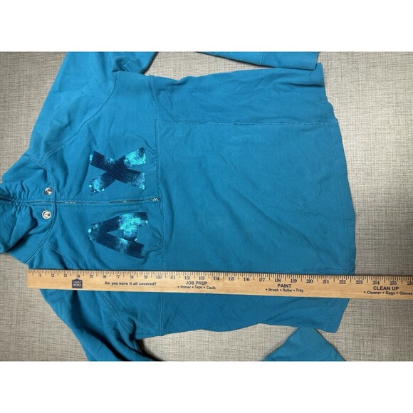 ARMANI ECHANGE XL Sweatshirt Shirt Top Bling 1/4 Zip teal Blue - Picture 8 of 9